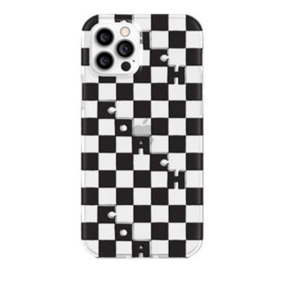 COACH Designer Black White Squares Checkered iPhone 12 PRO Hard Case - Picture 6 of 9